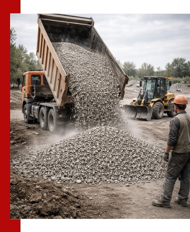 Доставка щебня в Киселёвске крупными и мелкими фракциями