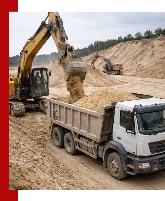 Доставка карьерного песка с самосвалами и разгрузкой в Киселёвске