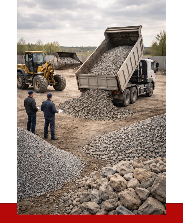 Гравий и камень с доставкой в Киселёвске от 4318 р. - ПРОНЕРУДКис