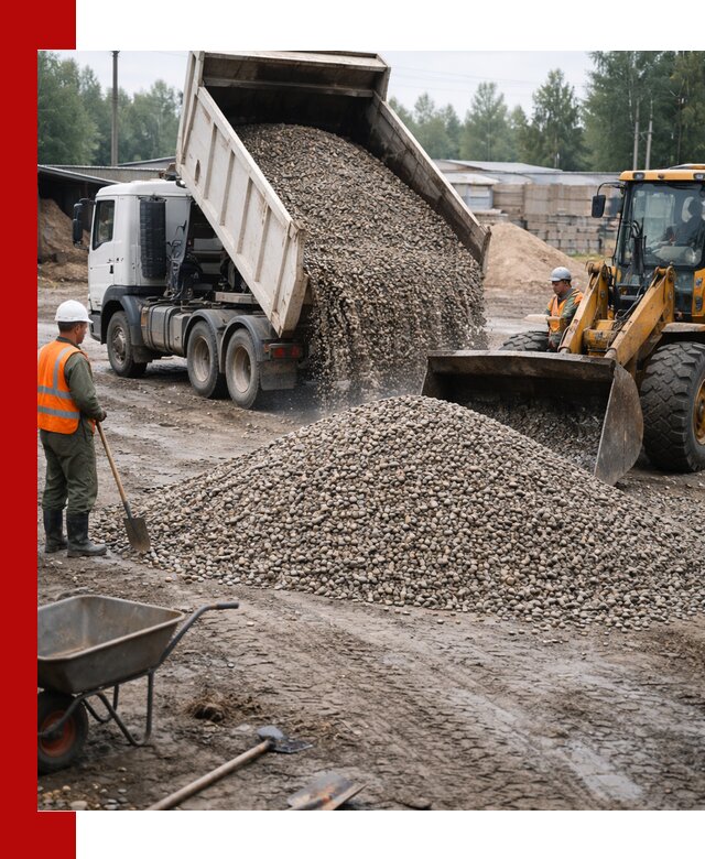 Мытый гравий с доставкой в Киселёвске от карьера до участка