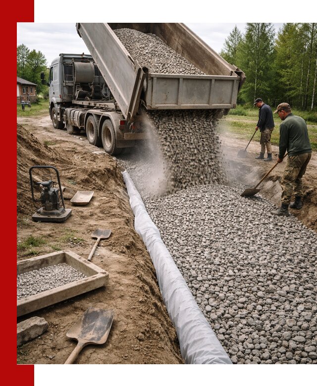 Гравий для дренажа с доставкой в Киселёвске качественный и недорогой