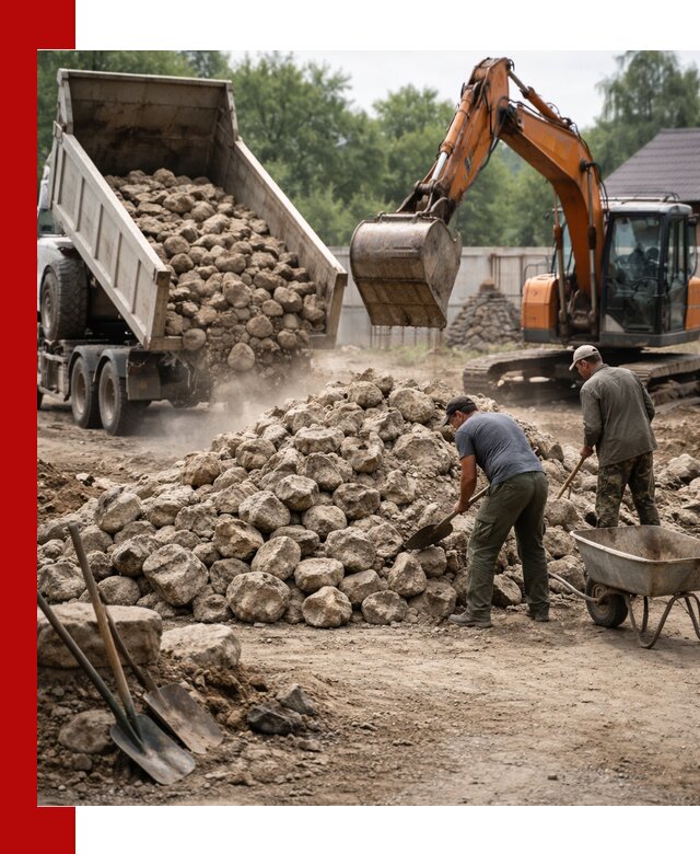 Доставка и разгрузка бутового камня в Киселёвске