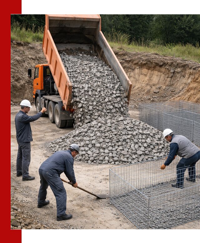 Камень для габионов с доставкой в Киселёвске быстро и надёжно