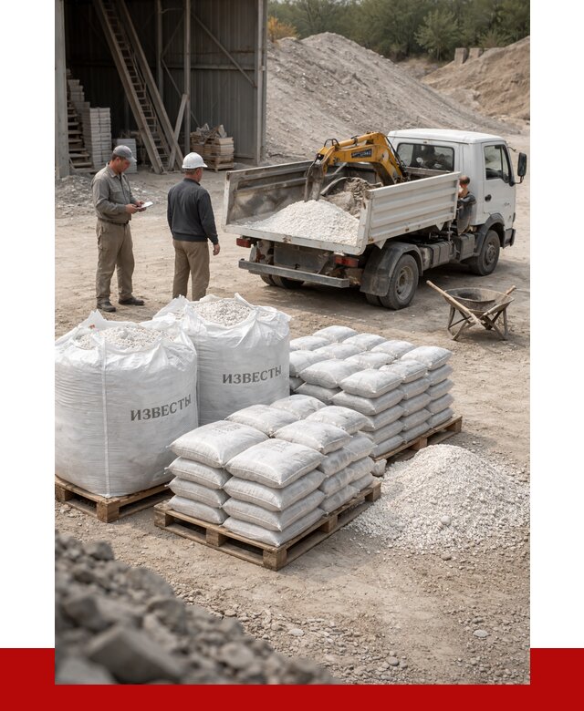 Известь строительная в Киселёвске с доставкой от 4318 р. | ПРОНЕРУДКис