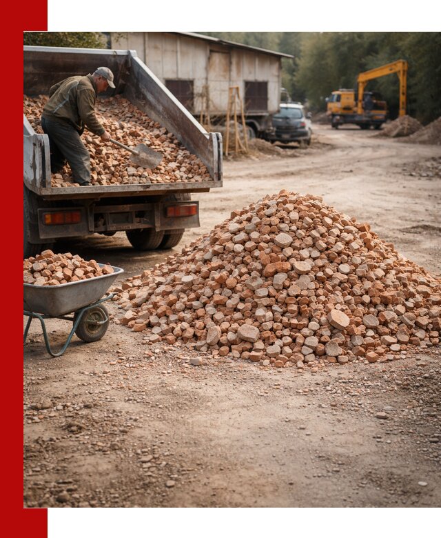 Доставка и подушка из боя кирпича с разгрузкой в Киселёвске