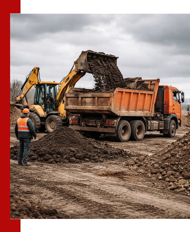 Вывоз грунта и строительного мусора в Киселёвске грузовыми самосвалами